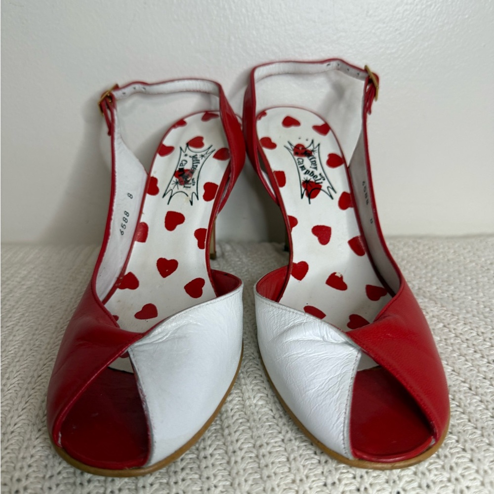 Jeffrey Campbell vintage  Red and White Peep-Toe Slingback Heels size 8